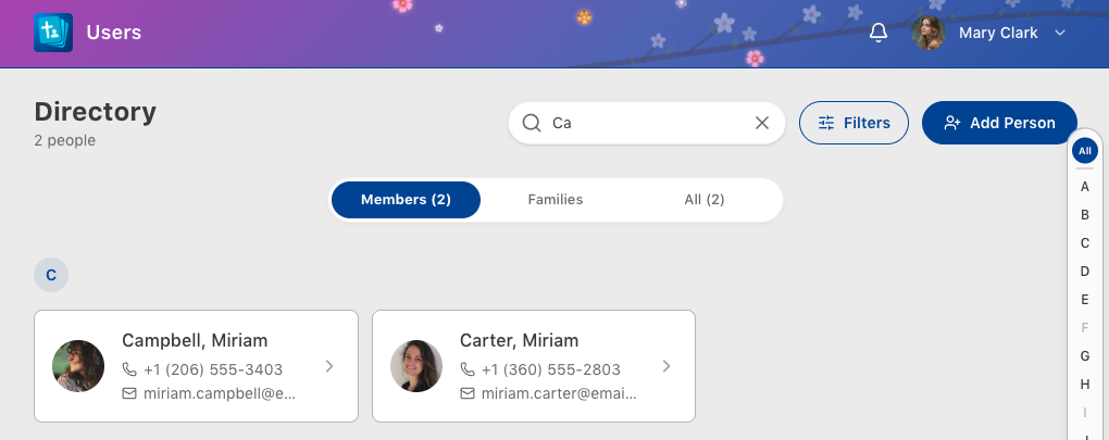 Search bar with results